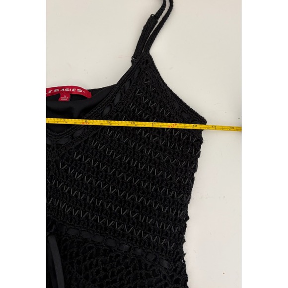 Black Beaded Crochet Cami Y2K Night Luxe Indie Sleaze Whimsigoth Top Size Large - Picture 7 of 14